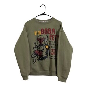 Disney Parks Exclusive Star Wars Boba Fett Graphic Sweatshirt Olive Green  Small